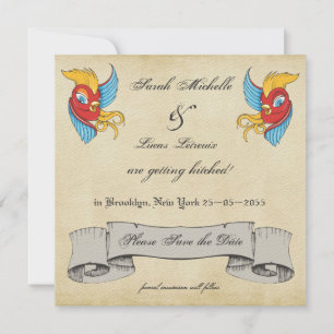 Reserva La Fecha Tatuajes Vintage Pájaros Marinero Boda Salvar la F