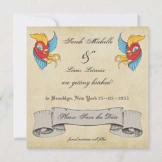 Reserva La Fecha Tatuajes Vintage Pájaros Marinero Boda Salvar la F