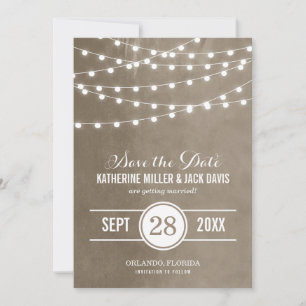 Reserva La Fecha Taupe String Lights Save the Date Anunciation