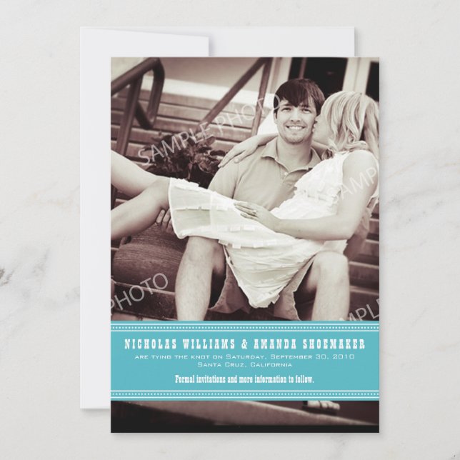 Reserva La Fecha {TBA} Cinta Aqua simple Guardar la fecha (Anverso)