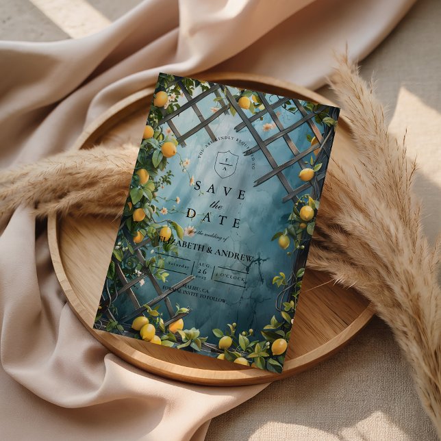 Reserva La Fecha Teal Citrus Blossom Garden Wedding (Subido por el creador)