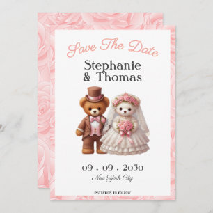 Reserva La Fecha Teddy Bear Groom y Bride Boda
