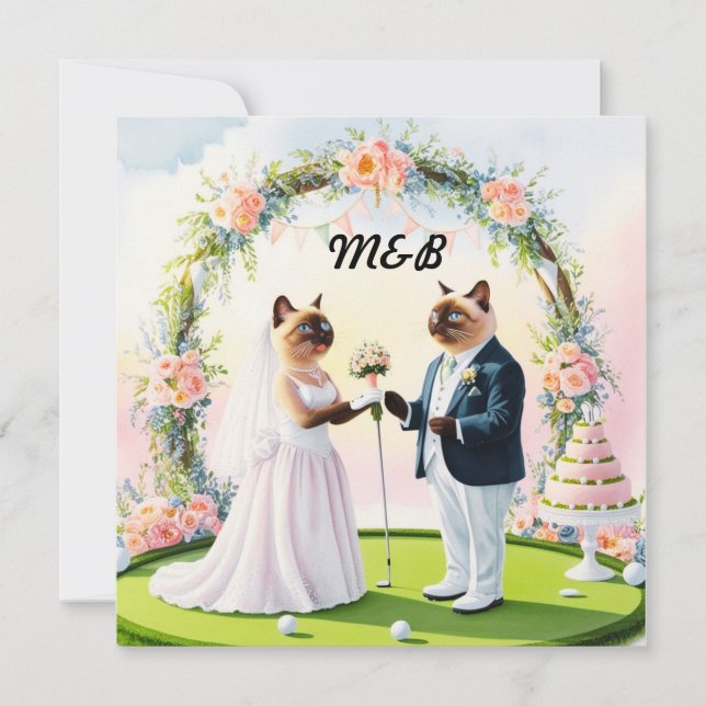 Reserva La Fecha Tema Boda de golf para Gato Amantes GOLFER (Anverso)
