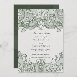 Reserva La Fecha Tema Boda del Fiesta del Jardín Verde Botánico Vin