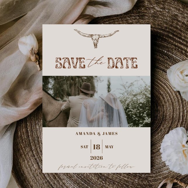 Reserva La Fecha Tema de Boda de Foto Occidental Boho Moderno (Subido por el creador)
