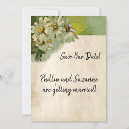 Reserva La Fecha Tema de Boda Vintage Daisies Pintadas Floral