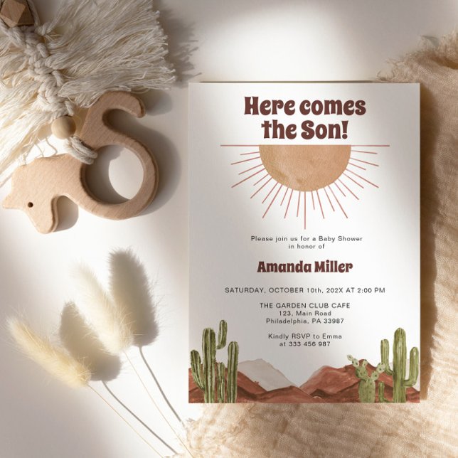 Reserva La Fecha Tema del cactus de Sun Cowboy de Baby Shower (Subido por el creador)