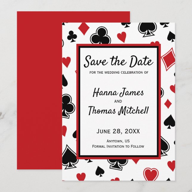 Reserva La Fecha Tema del Casino Las Vegas Wedding Save the Date (Anverso / Reverso)