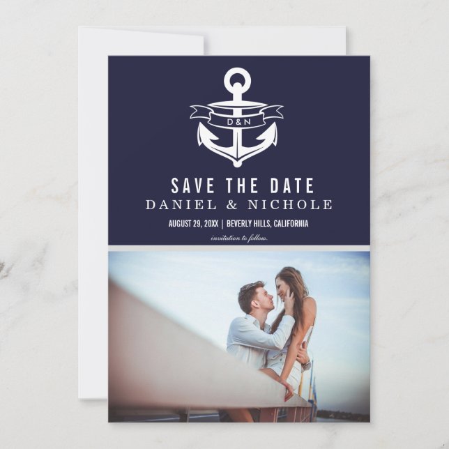 Reserva La Fecha Tema Náutico Save The Date | Bodas (Anverso)