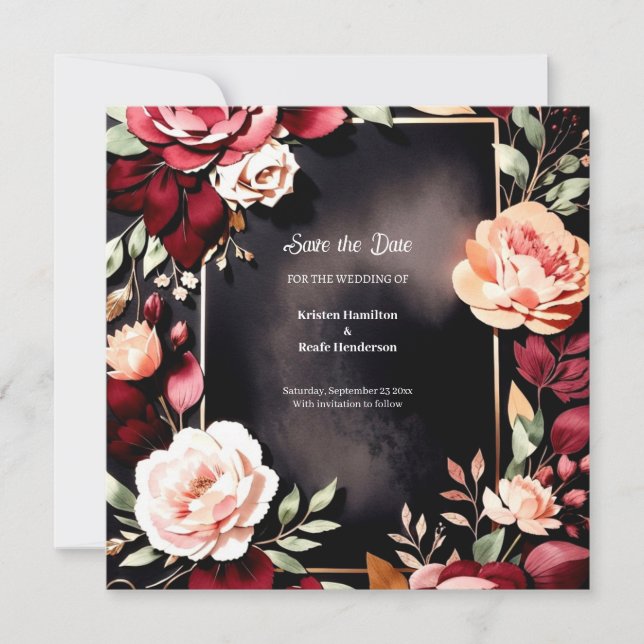 Reserva La Fecha Tendencia en línea de Borgoña (Anverso)