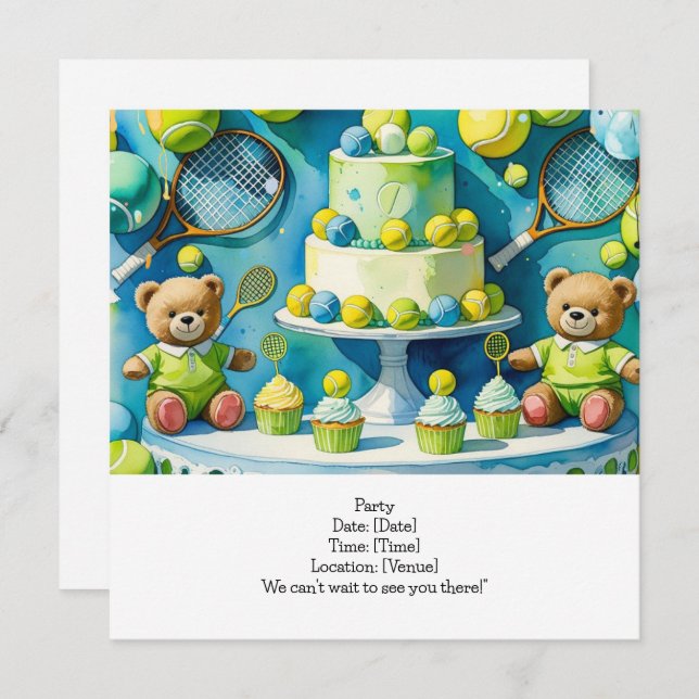 Reserva La Fecha Tenis 1er cumpleaños para Boy (Anverso / Reverso)