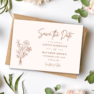 Reserva La Fecha Terracota Boho Minimalista Elegante Boda Fotográfi
