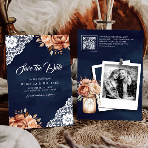 Reserva La Fecha Terracota Código QR Fotográfico Bodas Navales Flor