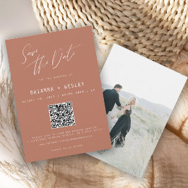 Reserva La Fecha Terracota de código QR de foto minimalista moderna