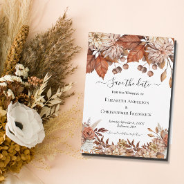 Reserva La Fecha Terracota Floral de color marrón blanco Código QR 