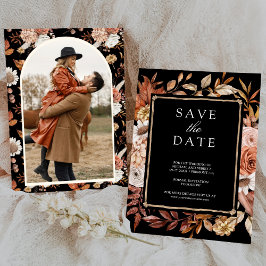 Reserva La Fecha Terracota Floral Foto Boda Negra