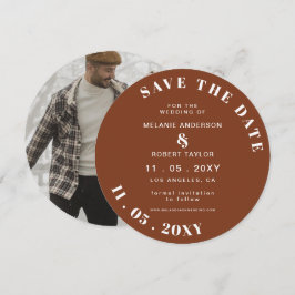 Reserva La Fecha Terracota Naranja Rústico Quemado Boho Foto Salven