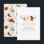 Reserva La Fecha Terracotta and White Chic Floral Save the Date<br><div class="desc">White and terracotta flowers boho save the date cards</div>