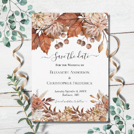 Reserva La Fecha Terracotta Blanco Marrón Floral Elegante Boda Boho