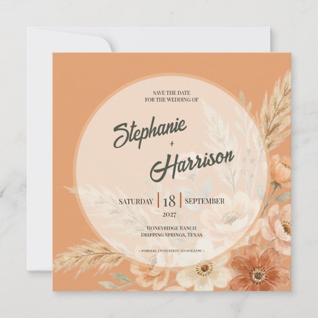 Reserva La Fecha Terracotta Bloom Save the Date (Anverso)