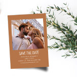 Reserva La Fecha Terracotta, Boda de fotografía Minimalista moderna<br><div class="desc">Foto casada Minimalista moderna salva la fecha en Boho Terracotta Brown</div>