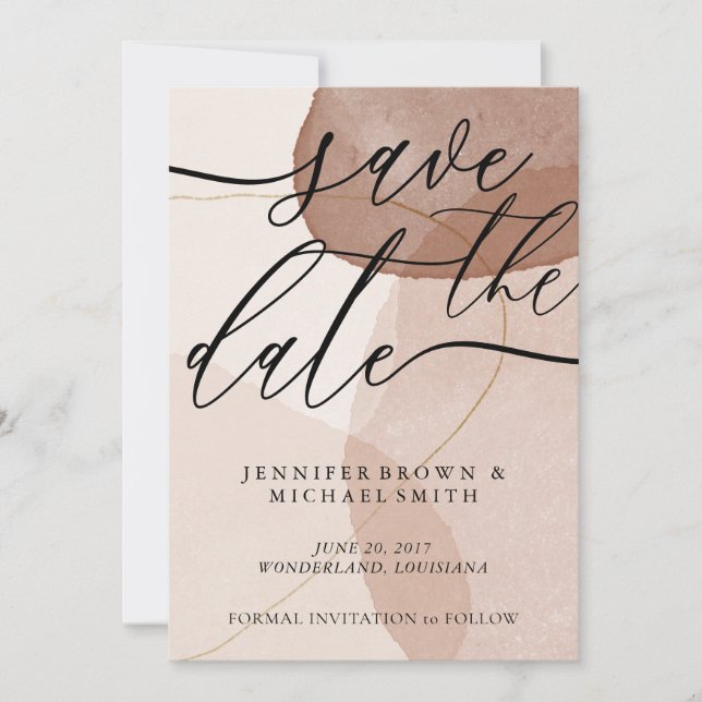 Reserva La Fecha Terracotta Boho Boda Save Date Personalizado Foto (Anverso)