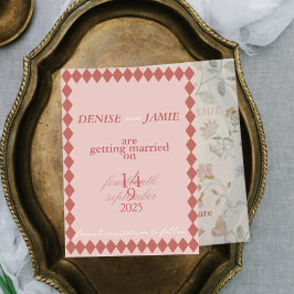 Reserva La Fecha Terracotta Diamond Vellum Insertar Boda subyacente