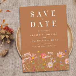 Reserva La Fecha Terracotta Elegante Boda de Flor Silvestre