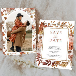 Reserva La Fecha Terracotta Floral Photo Boda