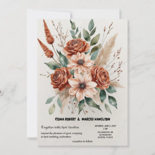 Reserva La Fecha Terracotta Florals Rustic Boho Boda