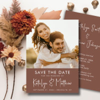 Terracotta Fun Script Moderno Photo Simple Boda