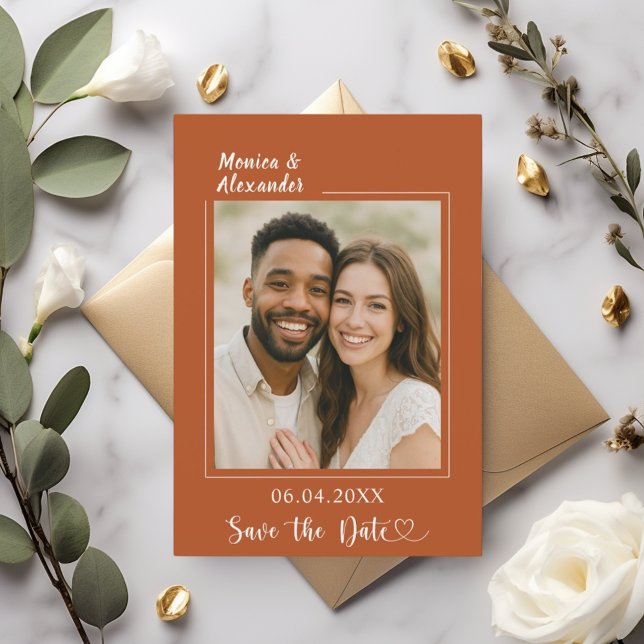 Reserva La Fecha Terracotta ivory photo wedding Save the Date (Subido por el creador)