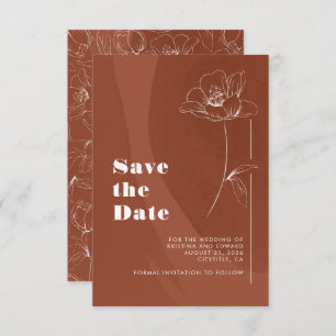 Reserva La Fecha Terracotta Minimalista Boho Floral Save The Date
