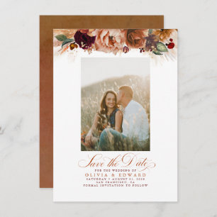 Reserva La Fecha Terracotta Pampas Grass Save The Date Photo