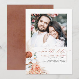 Reserva La Fecha Terracotta Pampas Grass Save The Date Photo