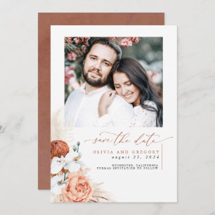 Reserva La Fecha Terracotta Pampas Grass Save The Date Photo