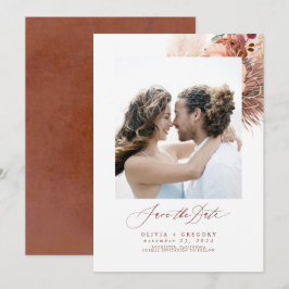 Reserva La Fecha Terracotta Pampas Grass Save The Date Photo