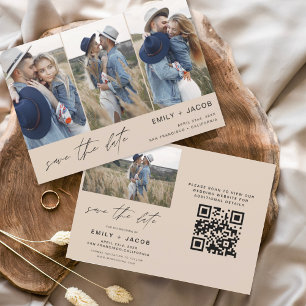 Reserva La Fecha Terracotta QR Code Modern Save the Date 4 Photo