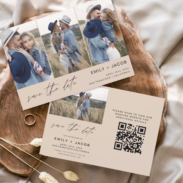 Reserva La Fecha Terracotta QR Code Modern Save the Date 4 Photo (Subido por el creador)