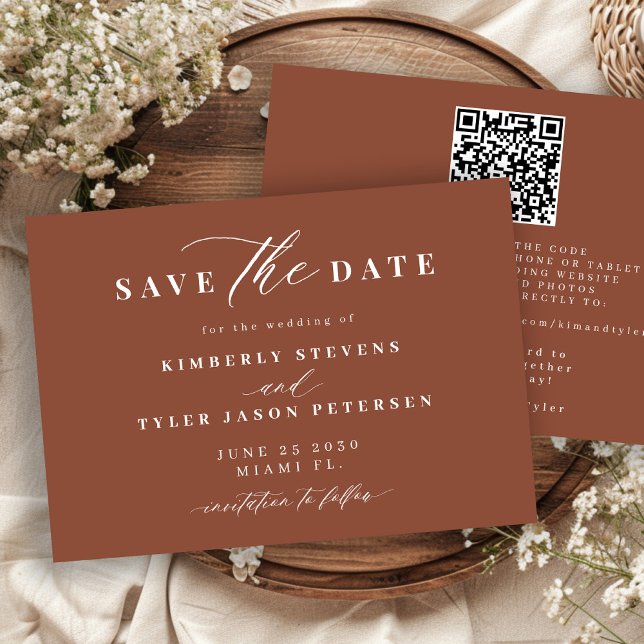 Reserva La Fecha Terracotta QR code simple elegant wedding  (Subido por el creador)