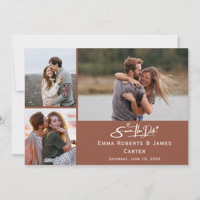 Reserva La Fecha Terracotta Rust Photo Save the Date Card (Anverso)