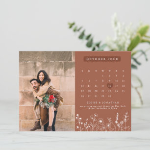 Reserva La Fecha Terracotta Rustic Floral Fall Wildflower Foto