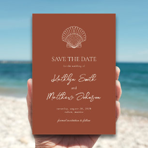 Reserva La Fecha Terracotta Shell Beach Ocean Destination Wedding