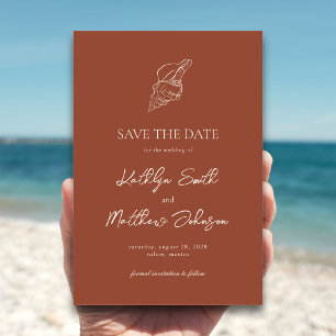 Reserva La Fecha Terracotta Shell Beach Ocean Destination Wedding