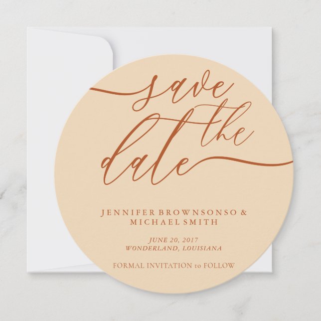 Reserva La Fecha Terracotta Wedding Save Date Photo Calligraphy (Anverso)