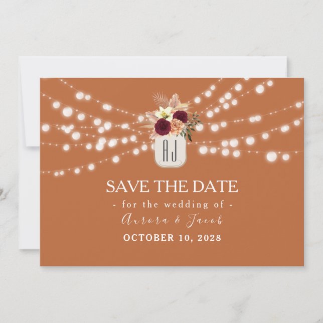 Reserva La Fecha Terracotta Wedding Save The Date (Anverso)