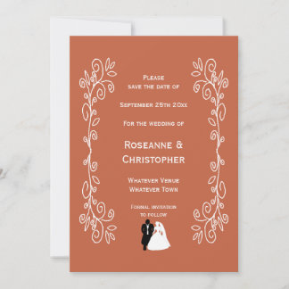 Reserva La Fecha Terracotta Wedding Save The Date Card Bride Groom