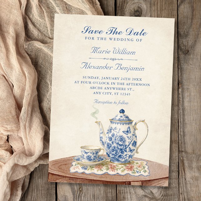 Reserva La Fecha Tetera vintage de boda (Subido por el creador)