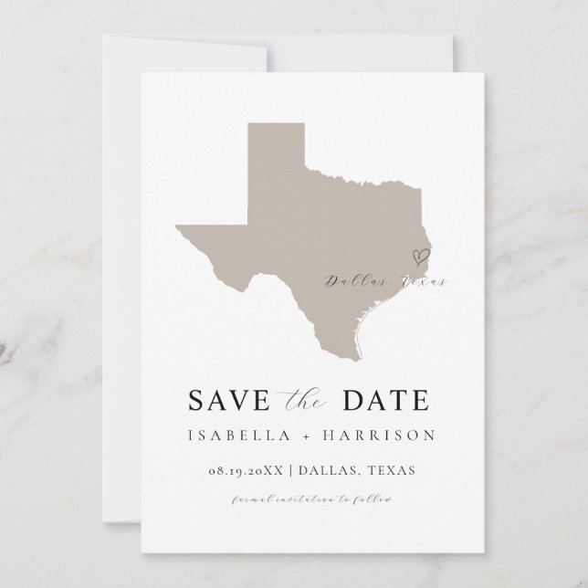Reserva La Fecha Texas Map Save the Date Template (Anverso)