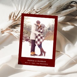 Reserva La Fecha Texto elegante rojo oscuro y foto | BODA